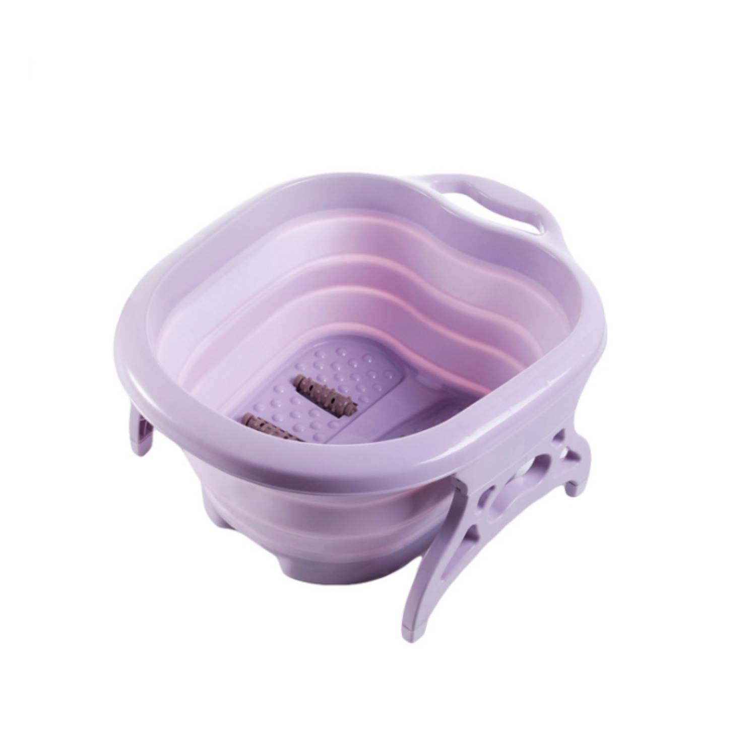 Behogar Plastic Foldable Foot Soaking Bucket Portable Bathtub Foaming Massage Wash Basin For Household Sauna Bathtub Accessories: Purple No cover