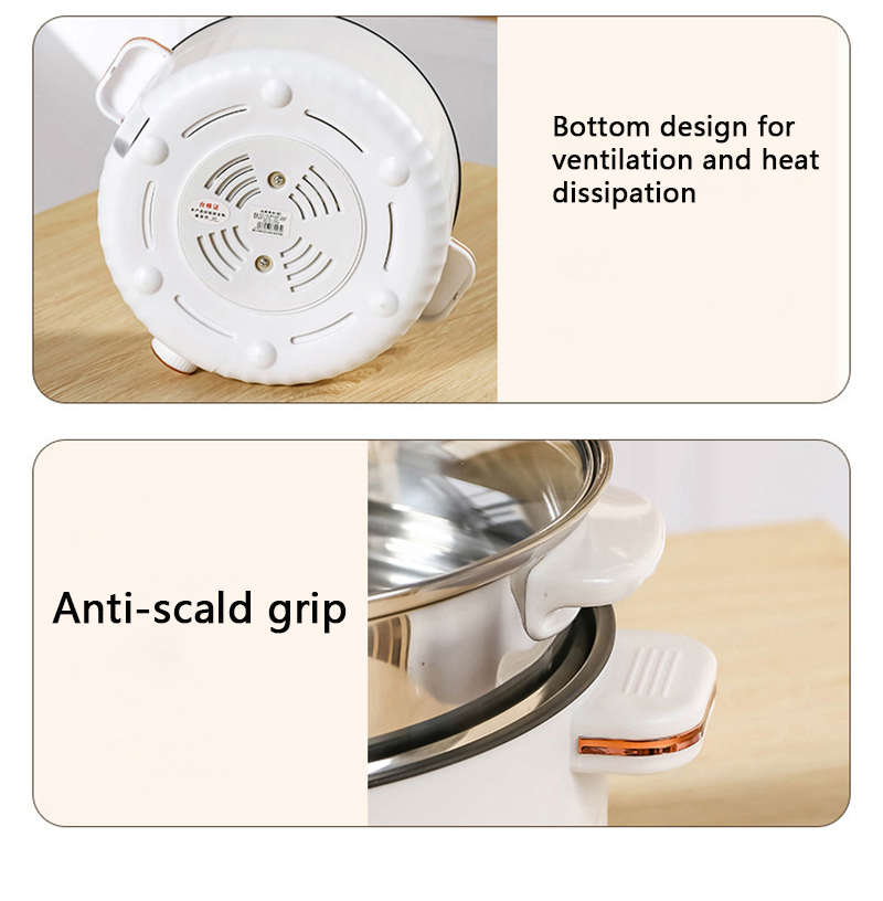 Olla eléctrica multifuncional portátil para el hogar, olla de doble capa, Mini utensilios de cocina antiadherentes para cocina y electrodomésticos