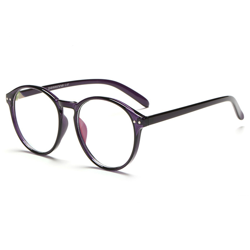 UVLAIK-Montura de lentes ópticos transparentes para hombre y mujer, anteojos redondos Retro hechos a mano, con lentes transparentes circulares: PURPLE