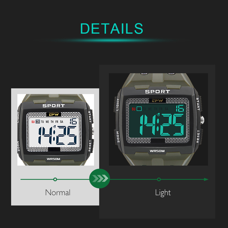 TPW Oversized digitaal horloge Grote cijfers af te lezen 5ATM Waterbestendig