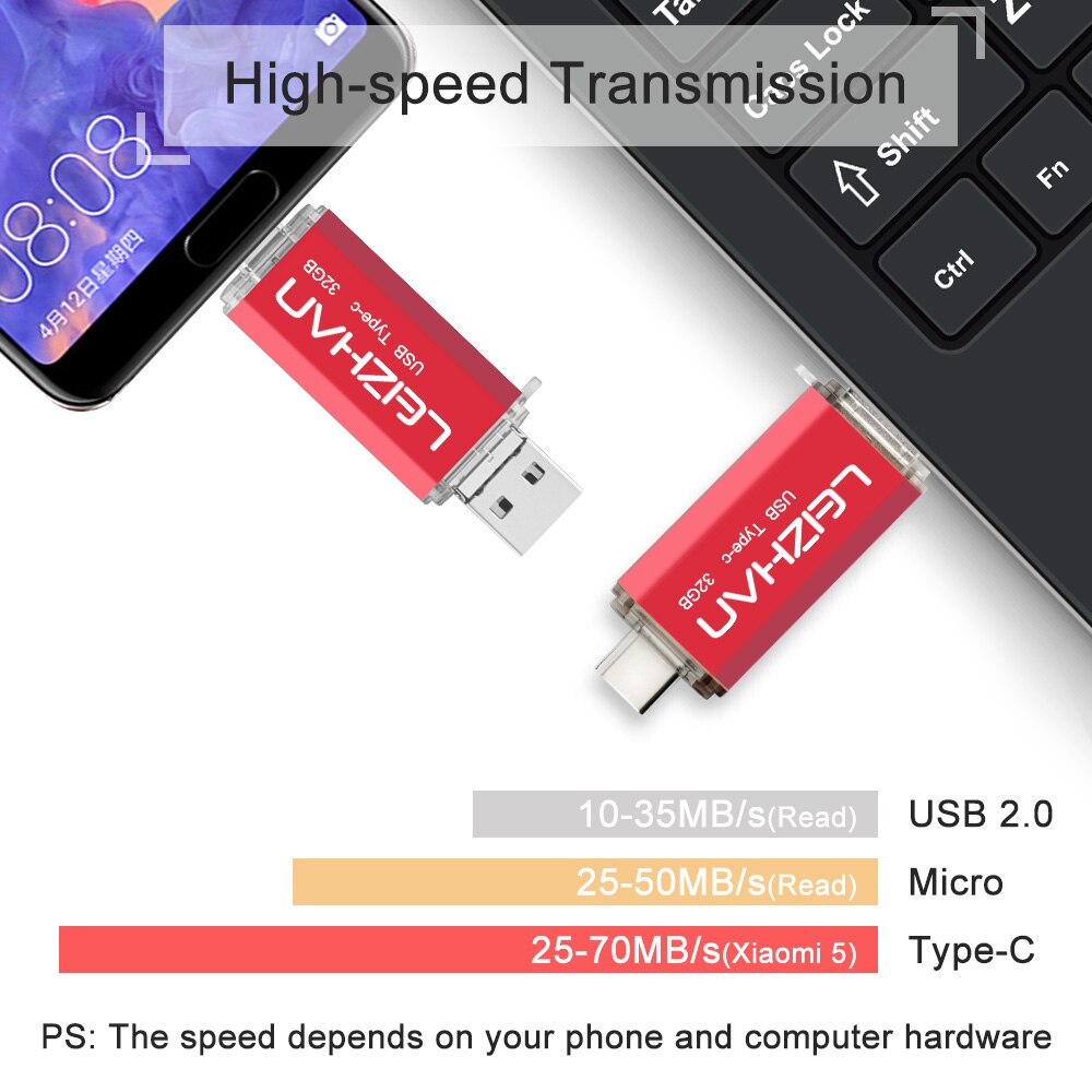 USB stick USB OTG Flash Drive para el teléfono android Samsung S10 S9 S8 S7 S5 S3 Huawei P30 P20 Pendrive USB C photo stick micro u disco