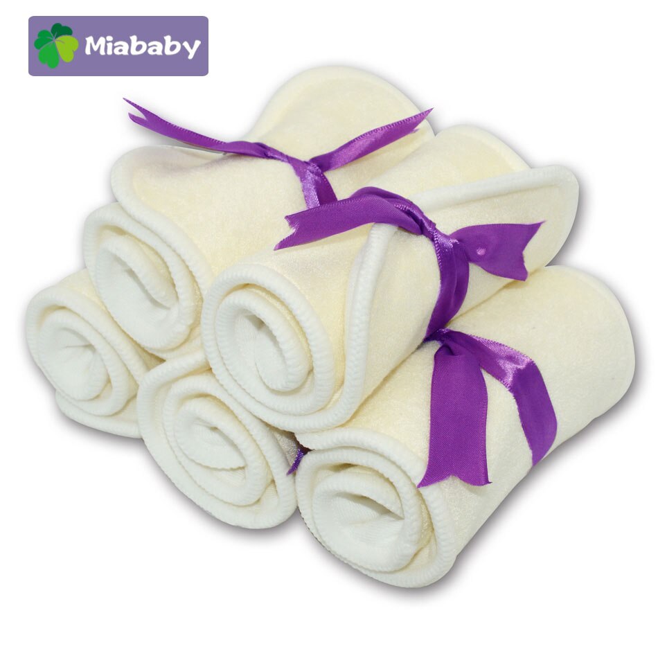 Miababy 5/10 pcs 4 layers Bamboo Cotton/Terry Cloth Diaper Insert Washable Cloth Nappy for Baby Diapers 35*13.5cm Baby diaper