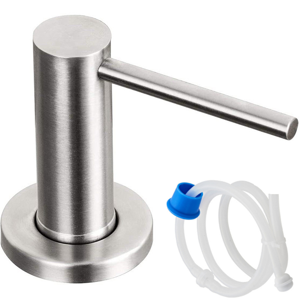 Stainless Steel Sink Liquid Soap Dispenser Pump Head Built-in Liquid Soap Bottle Hand Press Kitchen Detergent Dispenser Bottle: Red