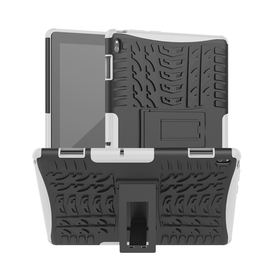 Stoßfest Rügestochen Für Lenovo Tab E10 fallen 10,1 zoll TB-X104F TB X104F fallen TPU + PC hybrid rügestochen Stehen Tablette abdeckung + Stift: Weiß