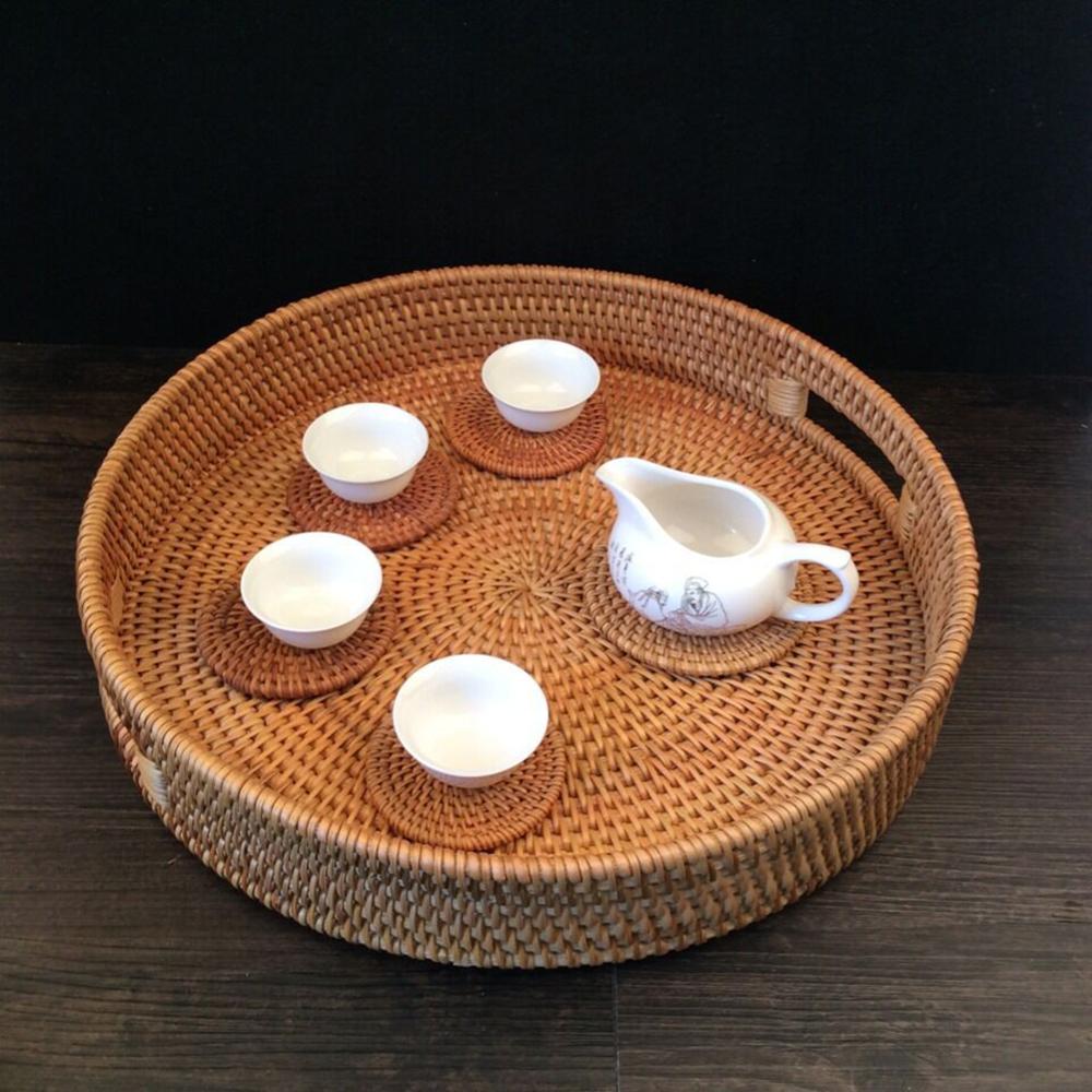 Ronde rieten dienblad Eva - De Kleding, Sieraden en Decoratie