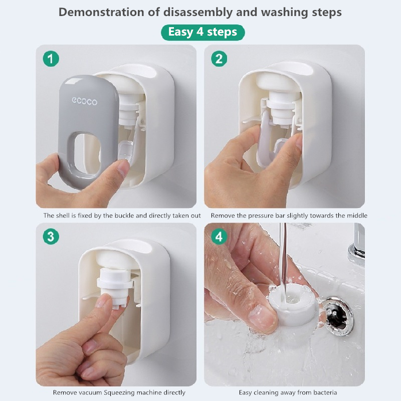 Dispensador automático de pasta de dientes, soporte para cepillo de dientes a prueba de polvo, soporte de montaje en pared, juego de accesorios de baño, exprimidor de pasta de dientes