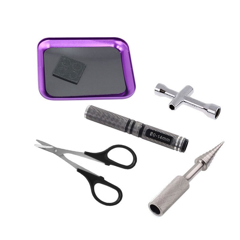 RC Car Repair Tool Set - 5 Piece Kit - Screwdriver, Hole Opener, Cross Wrench, Scissors, Bearing - for HSP, Traxxas, Axial