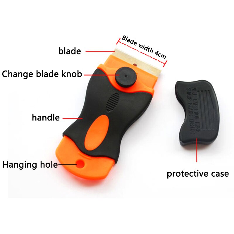 Ceramic Glass Oven Clean 2pcs Razor Scraper+16pcs Razor Blade Window Tint Carbon Fiber Vinyl Car foil Sticker Remover: only shovel