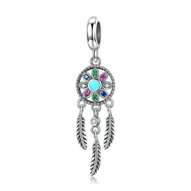 BISAER 925 Sterling Silver Beads Dreamcatcher Charms Dream catcher Beads Fit Charm Silver 925 Bracelet Vintage Jewelry ECC330: ECC961