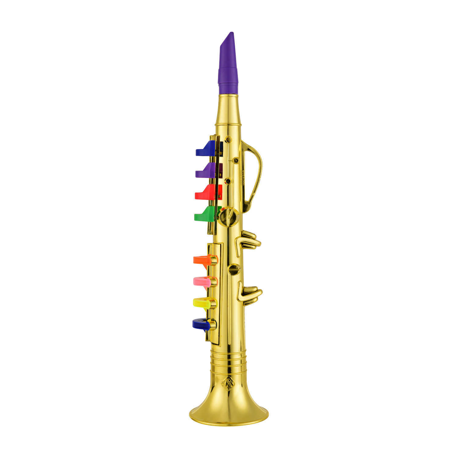 Clarinete de juguete con 8 llaves de colores, instrumentos musicales de viento para niños pequeños, clarinete dorado metálico ABS con 8 llaves de colores