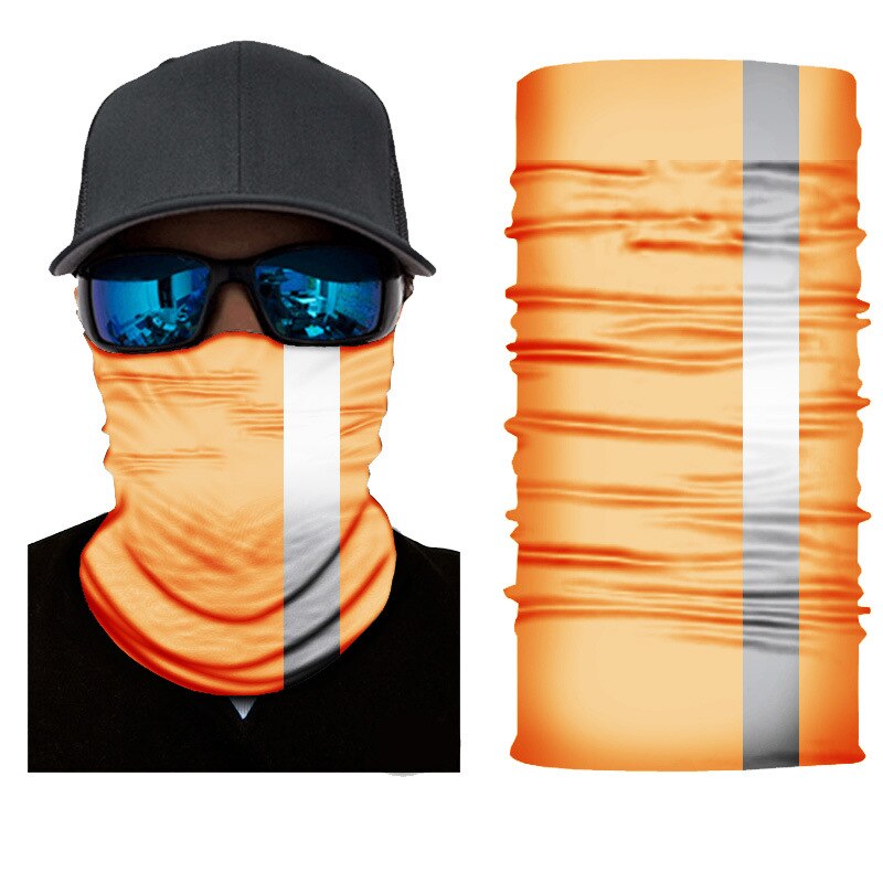 Reflective strip outdoor ever-changing sports seamless scarf fluorescent green multifunctional printing magic headscarf A265: orange