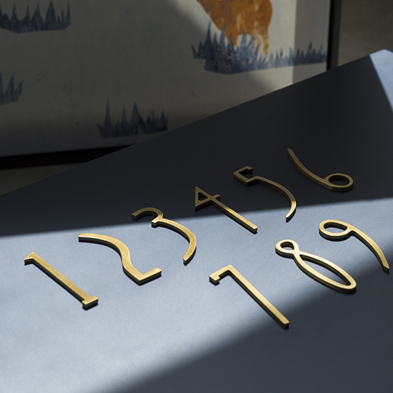 Golden Brass Numbers Decoratieve Muur Deur Nummers Deur Platen Cijfers Slaapzaal Hotel Home Adres Teken 0-9
