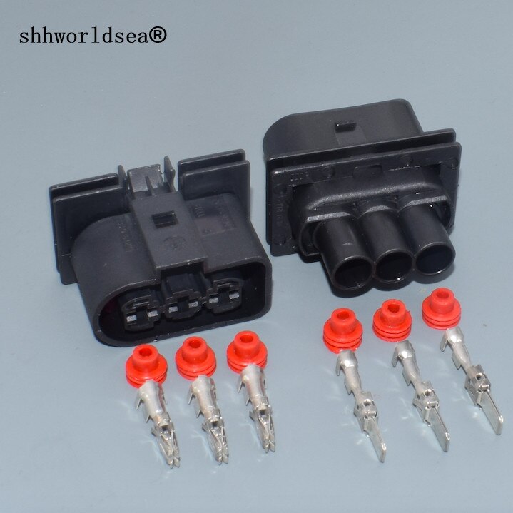 Shhworldsea 3 -pins 1 j 0 906 443 voor volkswagen jetta elektronische ventilator stekker radiator stekker aansluiting stekker vrouwelijke mannelijke connector