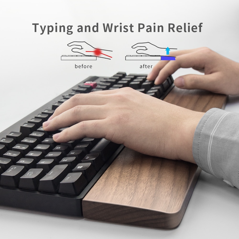 Valnøtt tre tastatur håndleddstøtte vaydeer ergonomisk spillbord skrivebord håndleddstøtte