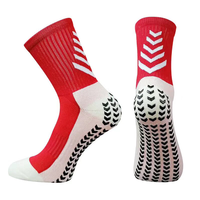 Voetbal Sokken Anti-Slip Zacht Ademend Verdikte Handdoek Bodem Sportsokken Fietsen Vrouwen Kind Voetbal Sokken: Rood