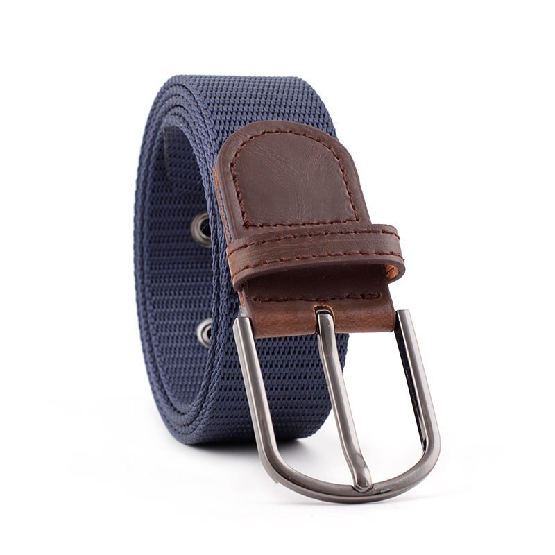 Kvinders/mænds nålespænde canvas bælte jeans afslappet vildt flettet bælte højkvalitets luksus  p57: Dyb blå / 120cm