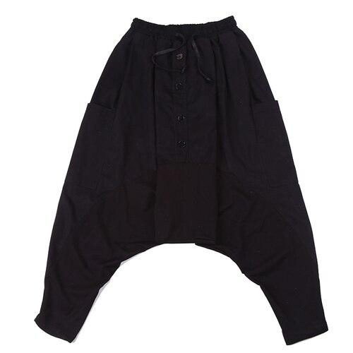 Hombres estilo japonés holgado Casual abajo entrepierna Harem Pantalones Hombre Streetwear Hip Hop gótico pantalones hombres Joggers pantalones de chándal oscuro: Default Title