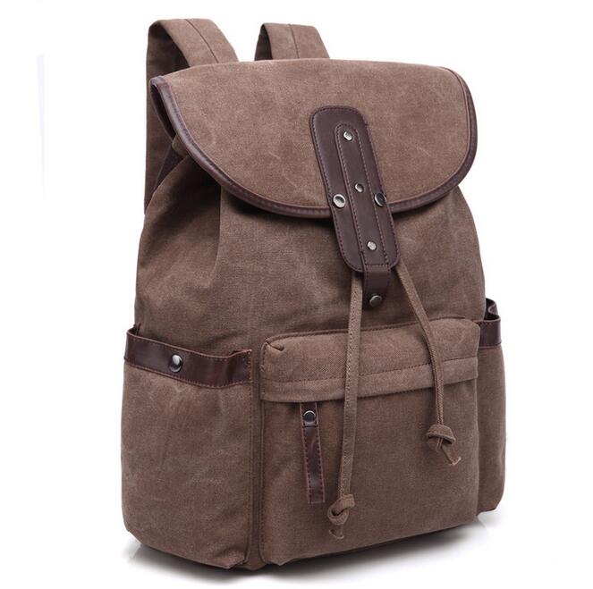 070717 men backpack canvas school student shoulder bag: C1