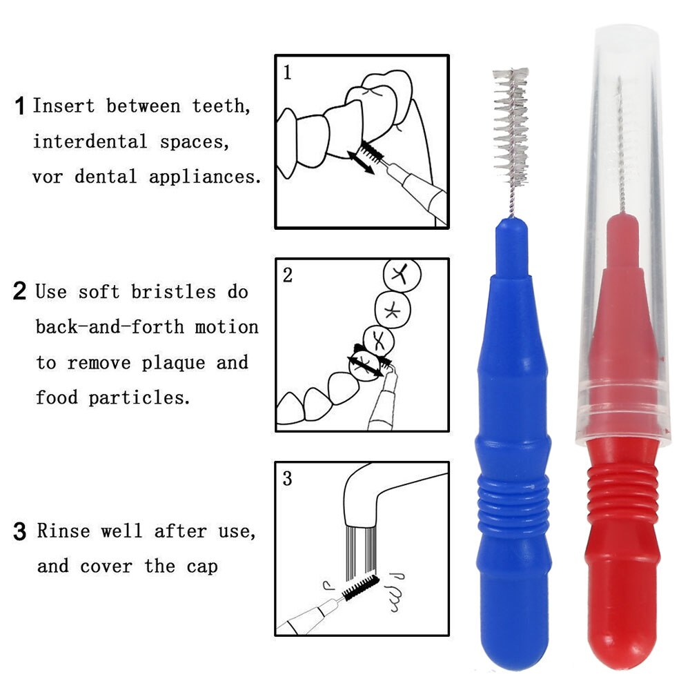 50 pc cepillo Interdental dientes palo cepillo Dental Ortodoncia de Cuidado Oral cepillo dientes Interdental entre los dientes cepillo de Cuidado Oral