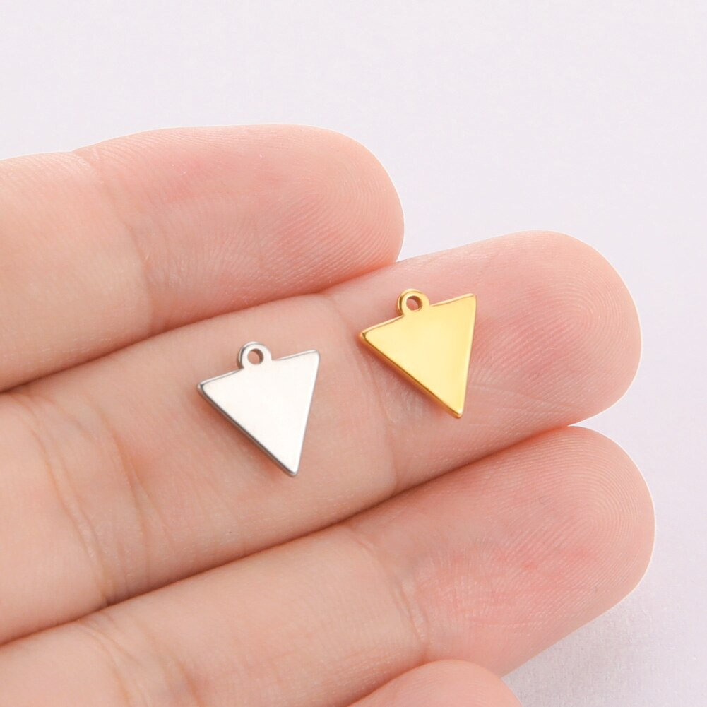 EUEAVAN-5 unids/lote de abalorios de acero inoxidable para la fabricación de joyas, colgante cuadrado triangular geométrico para pulseras, pendientes, accesorios