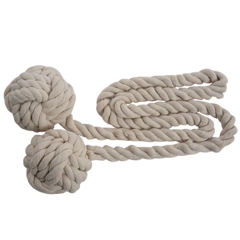 Fijne handgeknoopte gordijnklem gordijnkwastjes gordijnstrikken/kwastjes raam katoenen touwstrik bolvormige achterkant accessoires 132cm ( crèmekleurig