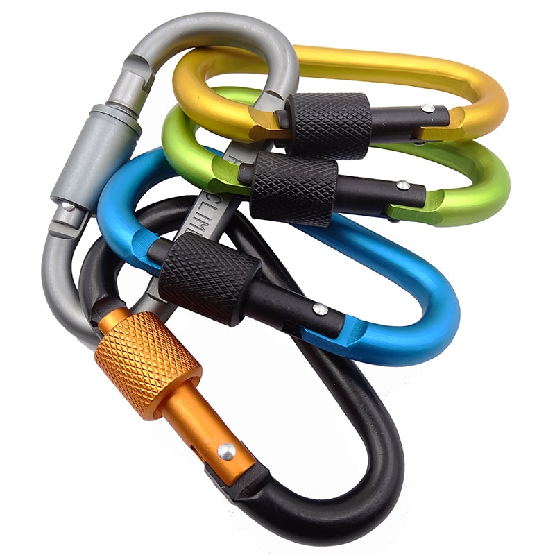 Karabijnhaak clip aluminium karabijnhaak multitool survival klimmen karabijnhaak sleutelhanger sleutel d-vorm schroefslot fleshaak hangend