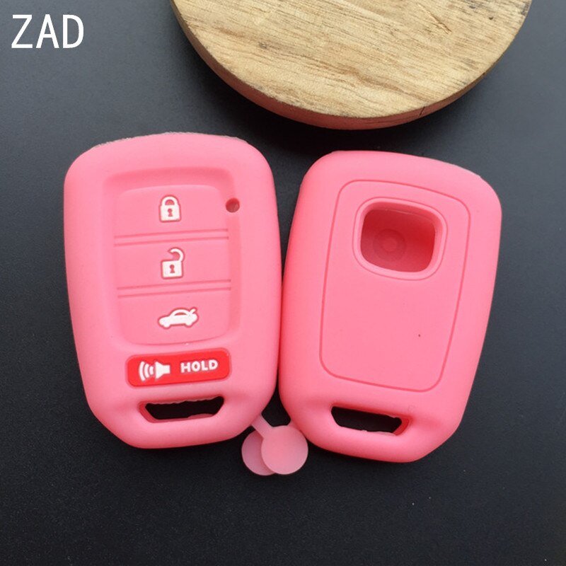 ZAD silicone rubber car key fob cover case shell cap for Honda accord CIVIC CRV jazz HR-V HRV remote key: Pink