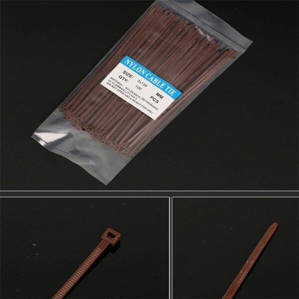 100pcs/bag Self-locking Cable Tie 3 x150 mm Nylon Cable Ties Plastic Cable Ties Acid Corrosion Resistant Insulated Cable Ties: coffee