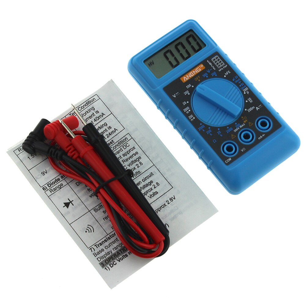 DT830 Digital Multimeter Voltmeter Ammeter Ohmmeter DC10V~1000V 10A AC 750V Current Tester Test LCD Display: DT182A