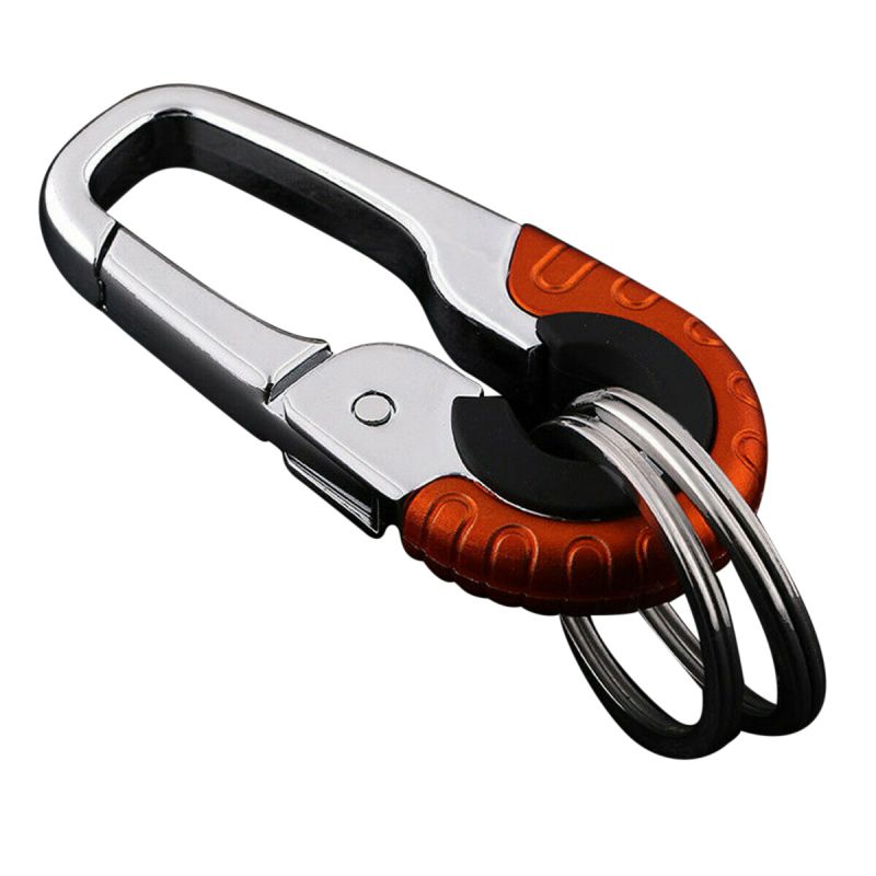 Holdbar nøglering krog metal spænde udendørs karabinhager klatring værktøjer dobbelt ring bil nøglering: R