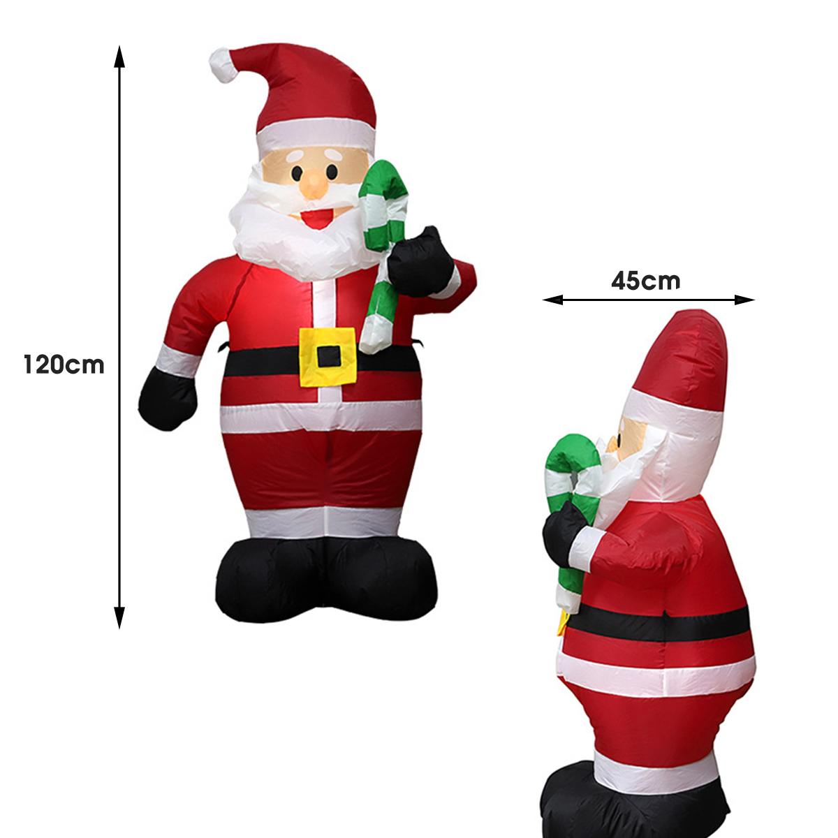 Christmas Decor 1.2M LED Air Inflatable Crutches Santa Claus with Air Blower Night Light Giant Inflatable Doll for Garden