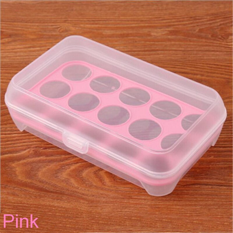 【Katerose】household 15 Grid Ei Doos Koelkast Opbergdoos Keuken Voedsel Behoud Opbergdoos Ei Rack Holding Ei Artefact: Pink