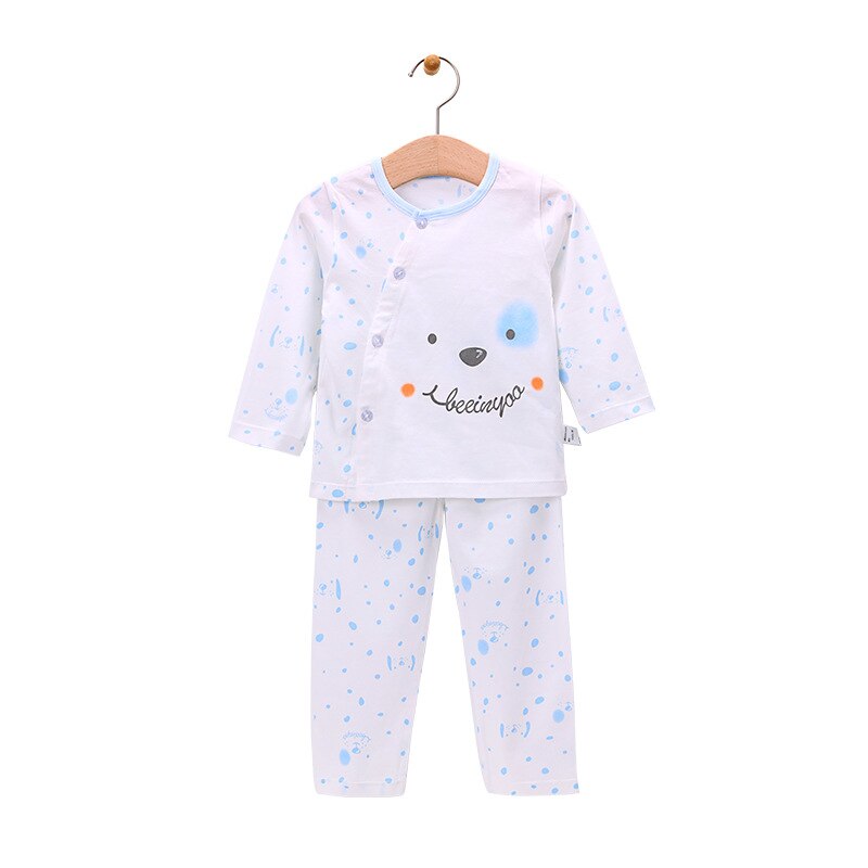 Baby Zomer Pyjama Puur Katoen Dunne Lange Mouwen Off-Set Pak Jongens En Meisjes Puur Katoen Twee-stuk Baby Home Service