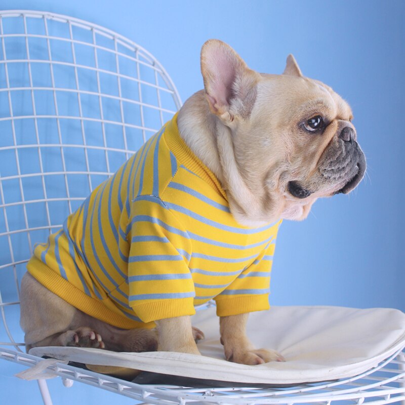 Tijger Hond Franse Bulldog Katoen Geel Streep T-shirt Hond Kleding Voor Corgi Teddy Small Medium Honden Puppy Outfit Huisdier Kleding