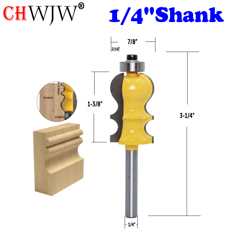 Chwjw 5pc 1/4 &quot; skafthus &amp; basis overfræser bit sæt