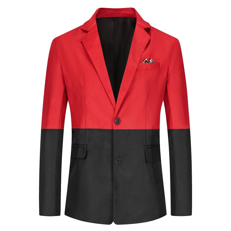 Rood en zwart contrast heren blazer trouwjurk heren blazers slim fit heren pak jas feest dans casual heren bleiser hombre: Rood en zwart / Ik