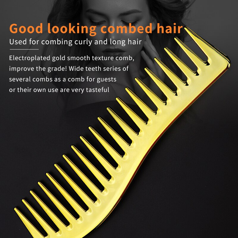 Brosse à cheveux double peigne plaqué or, outil de coiffure pour salon de coiffure, brosse à cheveux emmêlée, peigne à tête d&#39;huile pour barbe, coupe de cheveux, brosse à teinture