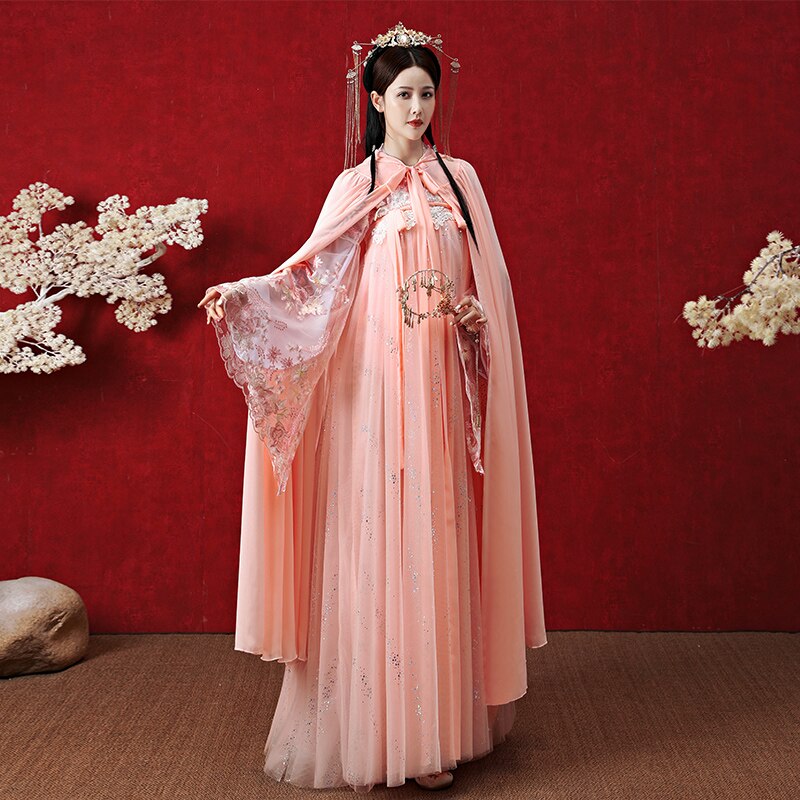 Hanfu, ropa de princesa de la antigua dinastía Han para mujer, vestido de Hada de estilo chino, capa con protección solar, capa de Hanfu SL4160