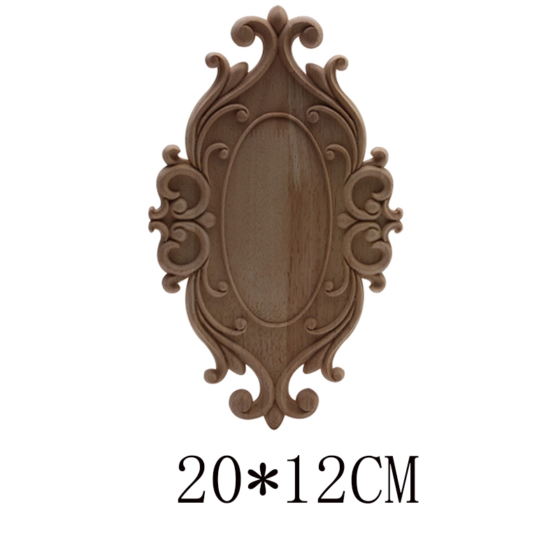 Figurines de madera Onlay apliques de madera Calcomanía para madera decoración antiguo europeo largo grande Floral mueble madera gabinete paredes
