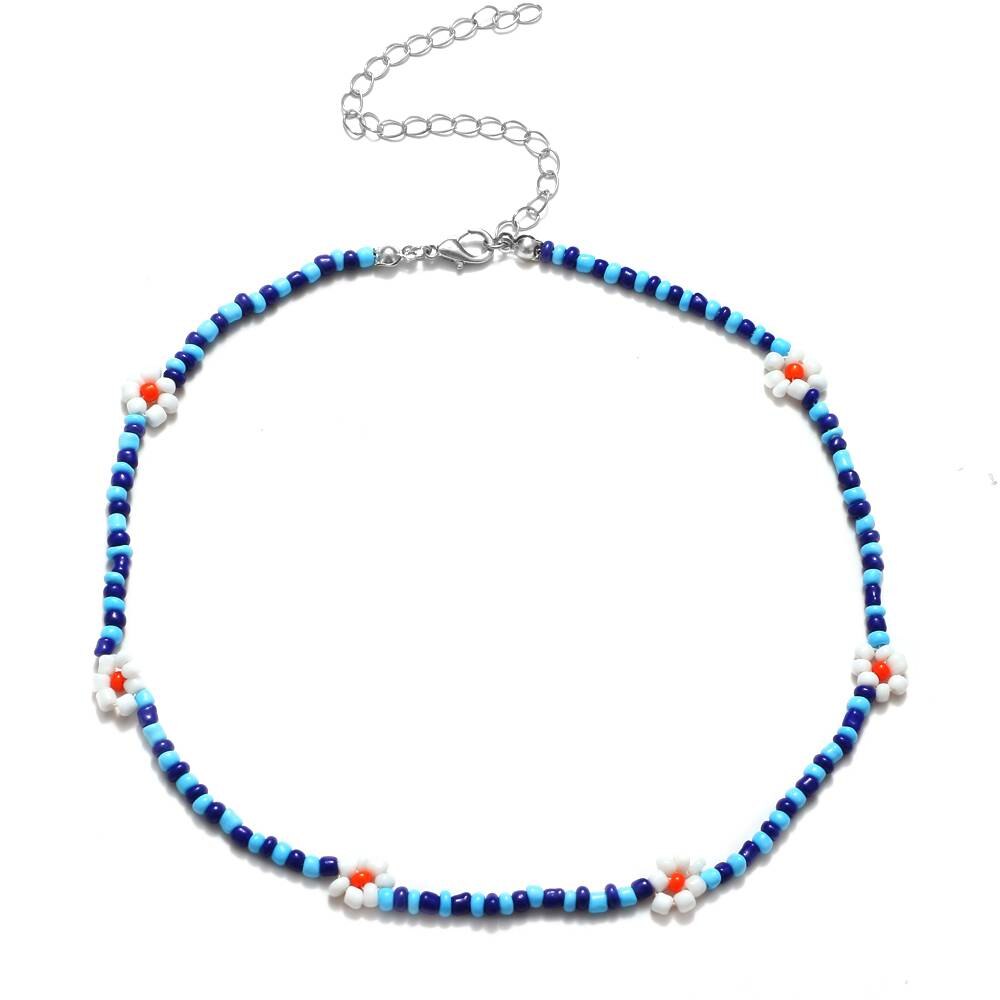 EN Korea Lovely Daisy Flowers Choker Necklace Women y2k Beads Necklace Of Women Girl For Party Beach Trendy Jewelry: ENS81285-05