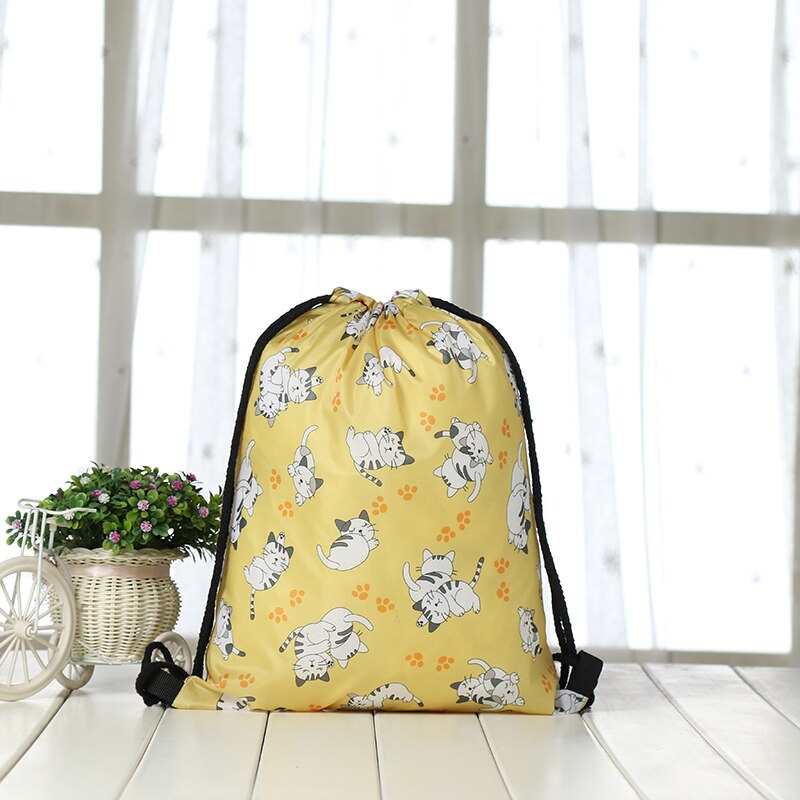 Trekkoordrugzak dames 3d print reistas softback heren casual tassen unisex dames schoudertas trekkoord kat: Ks10-3-2