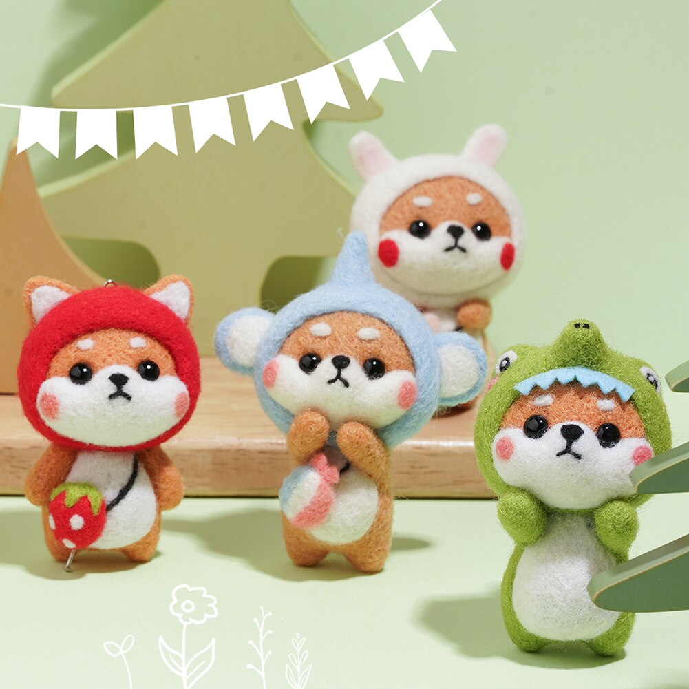 Jiwuo Wool Felt Kit Needle Felting Kit Animal Pet Doll for Needle Material Bag Pack for Beginner Non Finished Wool Felt Package