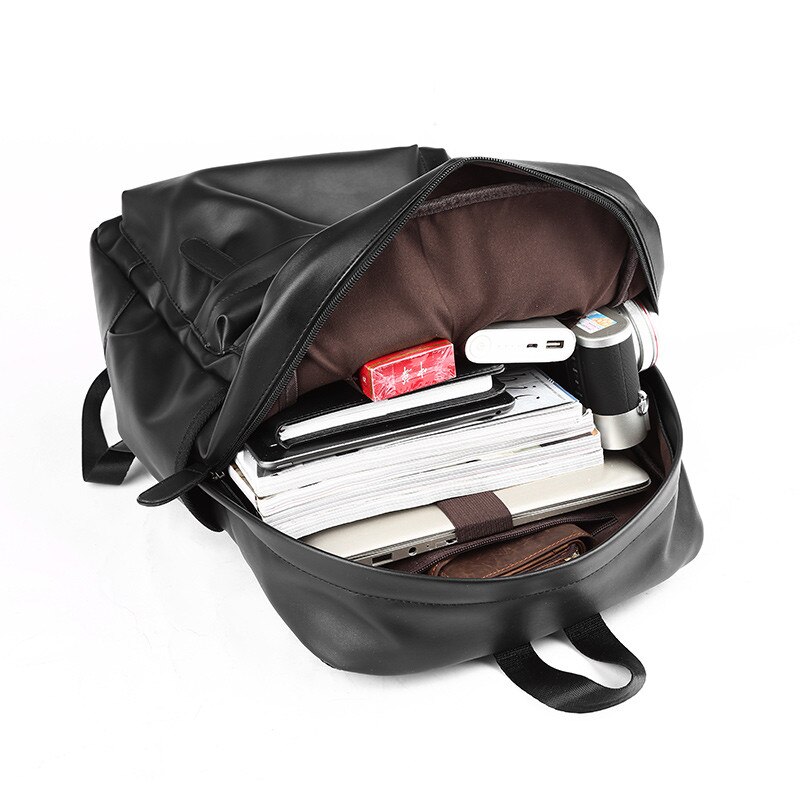 Mannen Lederen Rugzakken Zwart Schooltassen Voor Tieners Jongens College Boekentas Laptop Rugzakken Reistassen Mochila Masculina