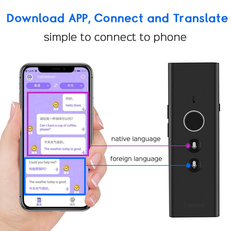 T8 Mini Intelligent Voice Translator Portable 2.4G/WiFi/Hotspot Translator 40 Languages Intertranslation Learn Travel Translator