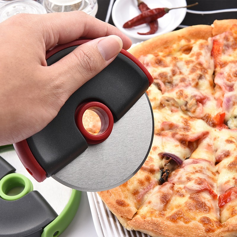 11x11 cm Rvs Pizza Wielen Ronde Vorm Pizza Cutter Plastic Handvat Cake Brood Ronde Snijden Snijmachine Nuttig pizza Gereedschap
