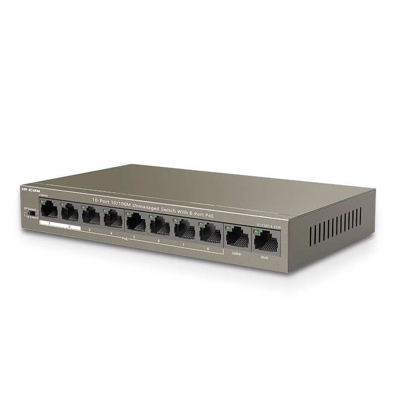 IPCOM F1110P-8-63W 8 + 2 Porte POE interruttore Ethernet VLAN 10/100Mbps interruttore di Rete per CCTV Macchina Fotografica del IP senza fili AP 250M Trasporto di Goccia