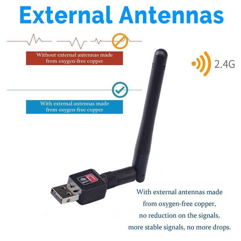 150 mbps mini usb wifi-adapter dual-band 2.4/5 ghz met antenne 802.11ac snelle usb lan ethernet connectoren