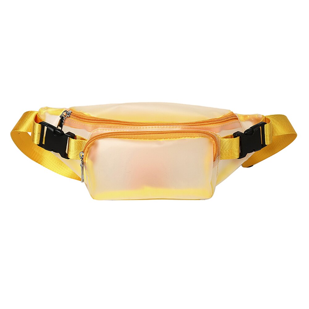 Midjeveske kvinner enkel gjennomsiktig lomme vill budbringer brystveske sekk ceinture banan cantasi fanny pakker: Gul