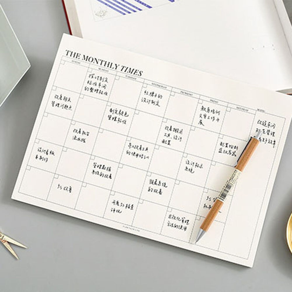 Simple Desktop Schedule Tearable Month Plan Note Book Work Efficiency Summary Plan Memo Pad