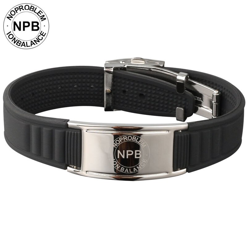 Noproblem antifatigue Ionen Gleichgewicht magneten hologramm Energie therapie silikon einstellbare turmalin Germanium Armbinde Armbinde: P035Schwarz